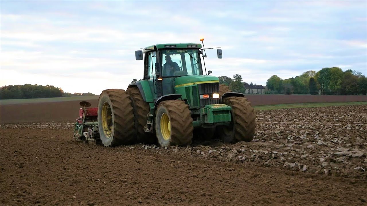 Semis de blé dans l'Yonne/ John Deere 7710/ semoir Nodet
