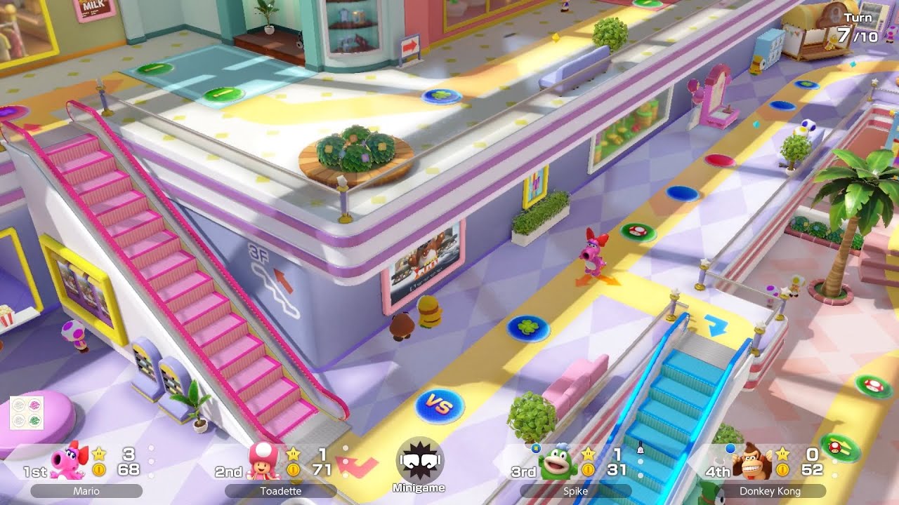 Super Mario Party Jamboree #179 Rainbow Galleria Birdo vs Toadette vs Spike vs Donkey Kong