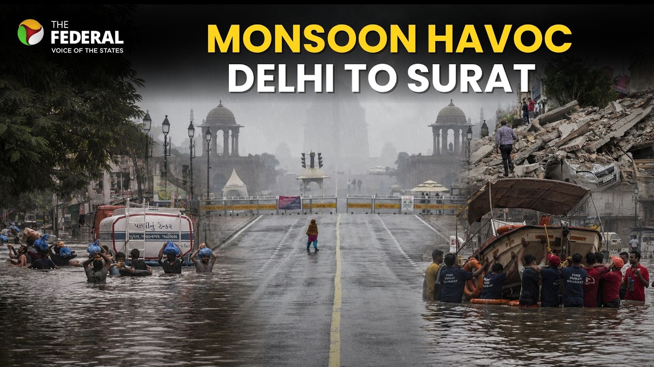 Monsoon Fury: Delhi Building Collapses, Surat Floods, 3,000 Cylinders Swept Away | The Federal