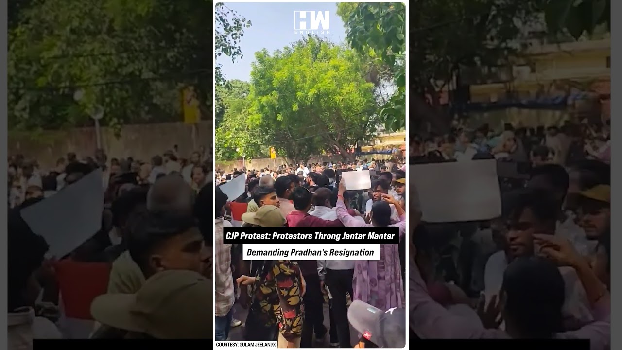 #Shorts | CJP Protest: Protestors Throng Jantar Mantar Demanding Dharmendra Pradhan's Resignation
