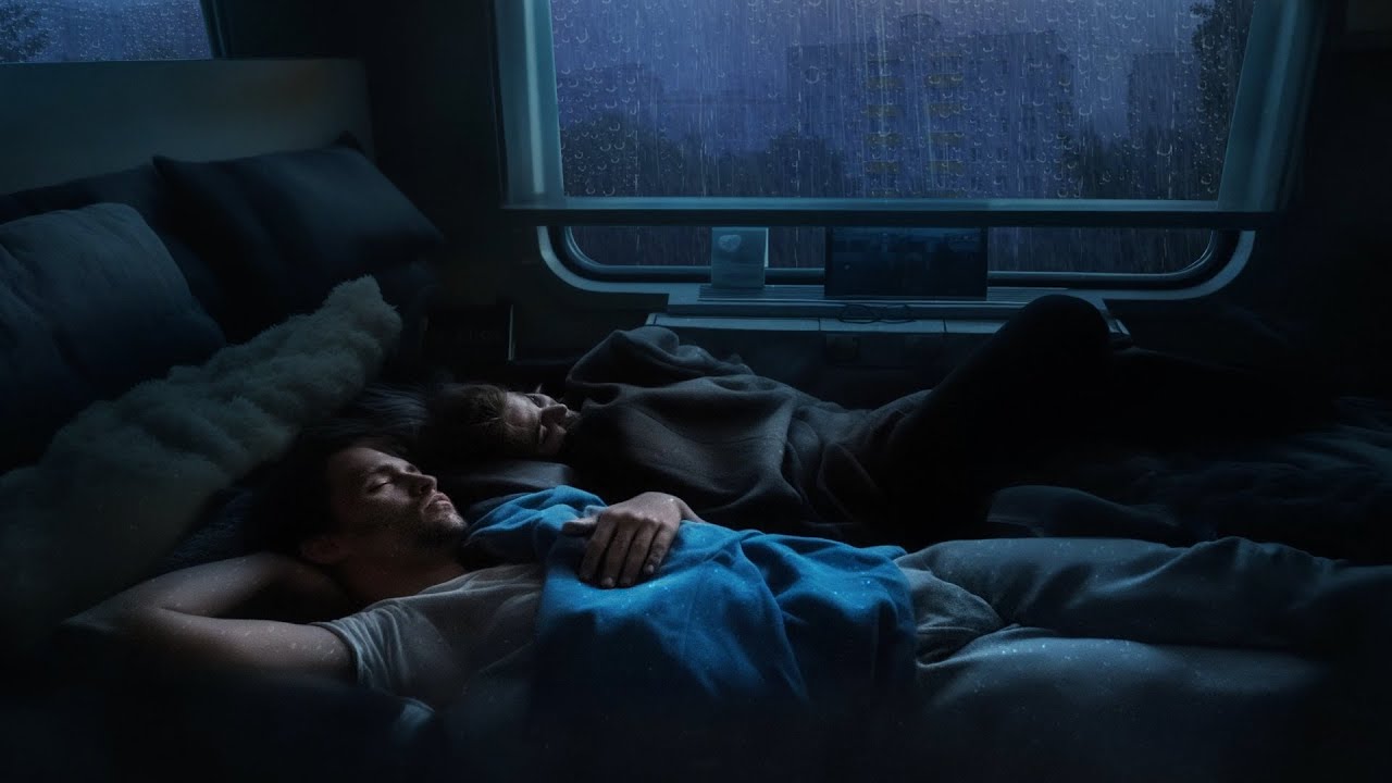 Raindrops outside window lulled you to sleep on a night train - asmr outside