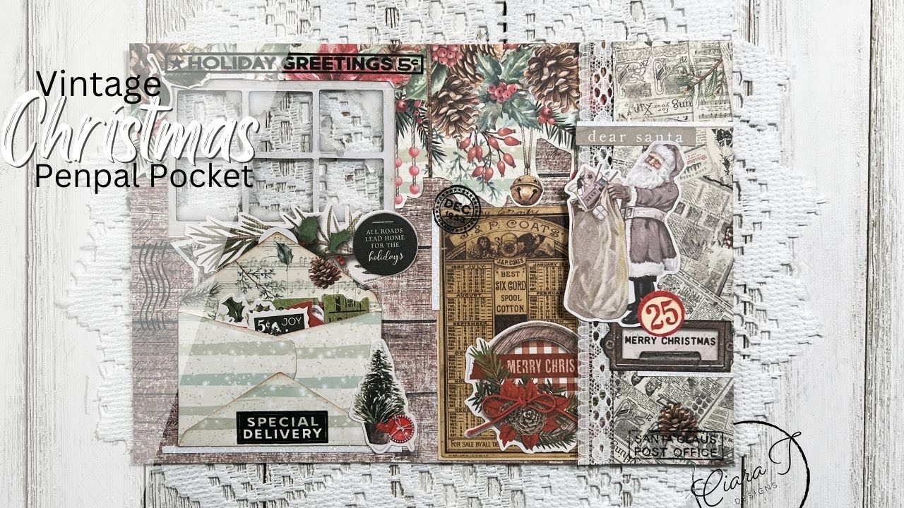 Vintage Christmas Pen Pal Pocket | Flat Mailer | Pen pal With Me