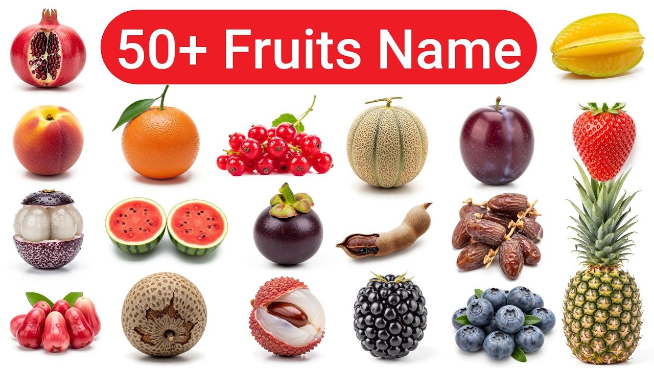 Learn Fruits Name in English 🍉 | Name of 50 Fruits | Basic English Learning (Unit-01)