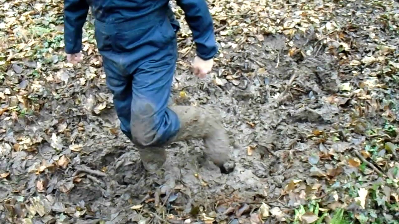 scally lad wearing me boots gettin em trashed in mud