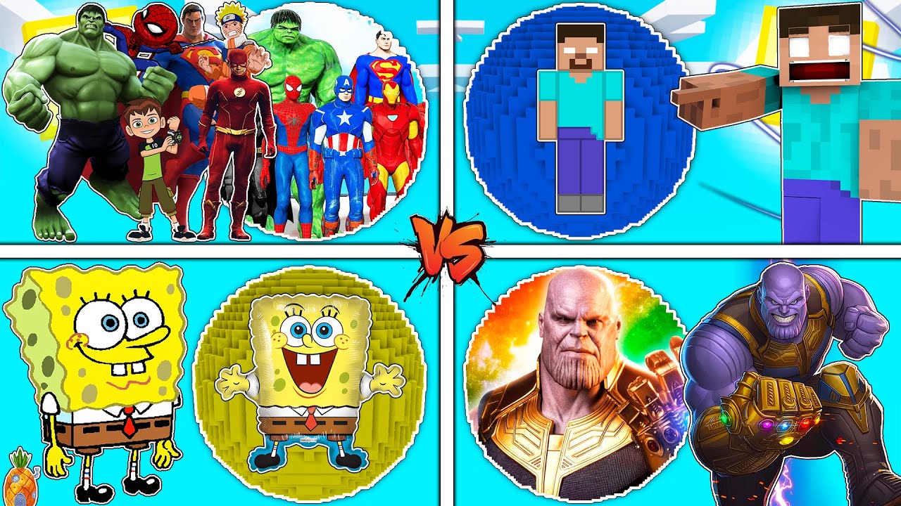 فلم ماين كرافت : كوكب عائلة الابطال ضد هيروبراين ضد ثانوس ضد سبونج بوب !!؟ 🔥😱