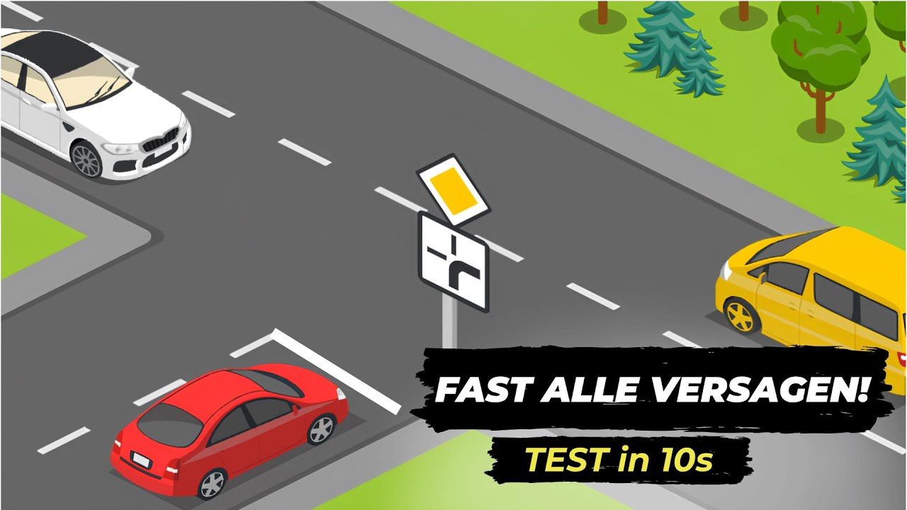 Wem muss der Fahrer des roten Fahrzeugs die Vorfahrt gewähren? Viele liegen falsch! | StVO Regeln
