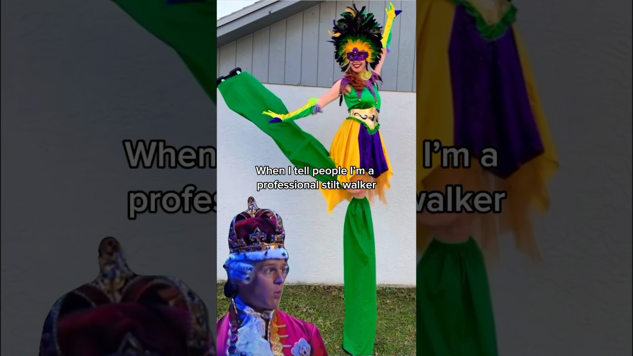Subscribe to learn about the life of a full-time stilt walker! 🤩 #stilts #stiltwalker #themepark