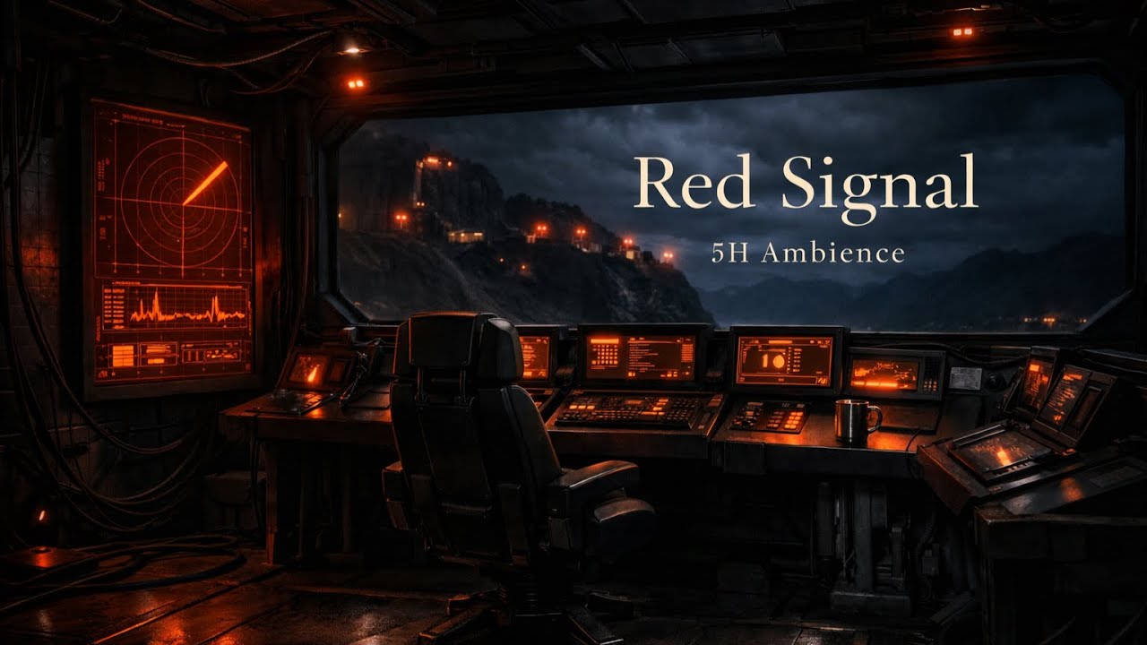 Red Signal Sci-Fi Control Room 🌧️ | Deep Focus, Isolation & Ambient Rain Sounds