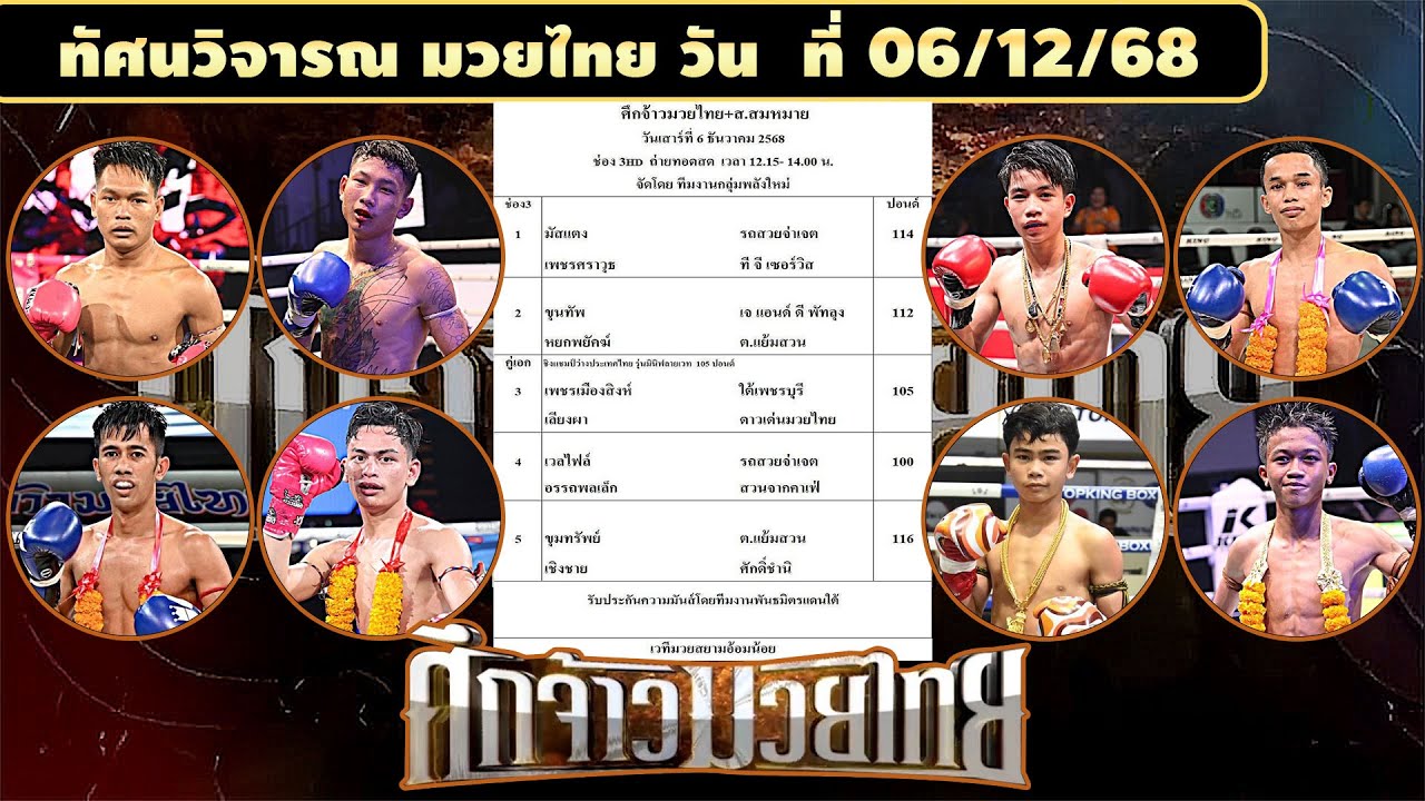 วิจารย์มวยชอบ 06/12/68 ศึกเจ้ามวยไทย #มวยวันนี้ #โปรแกรมมวย #มวย #มวยไทย #KT6M