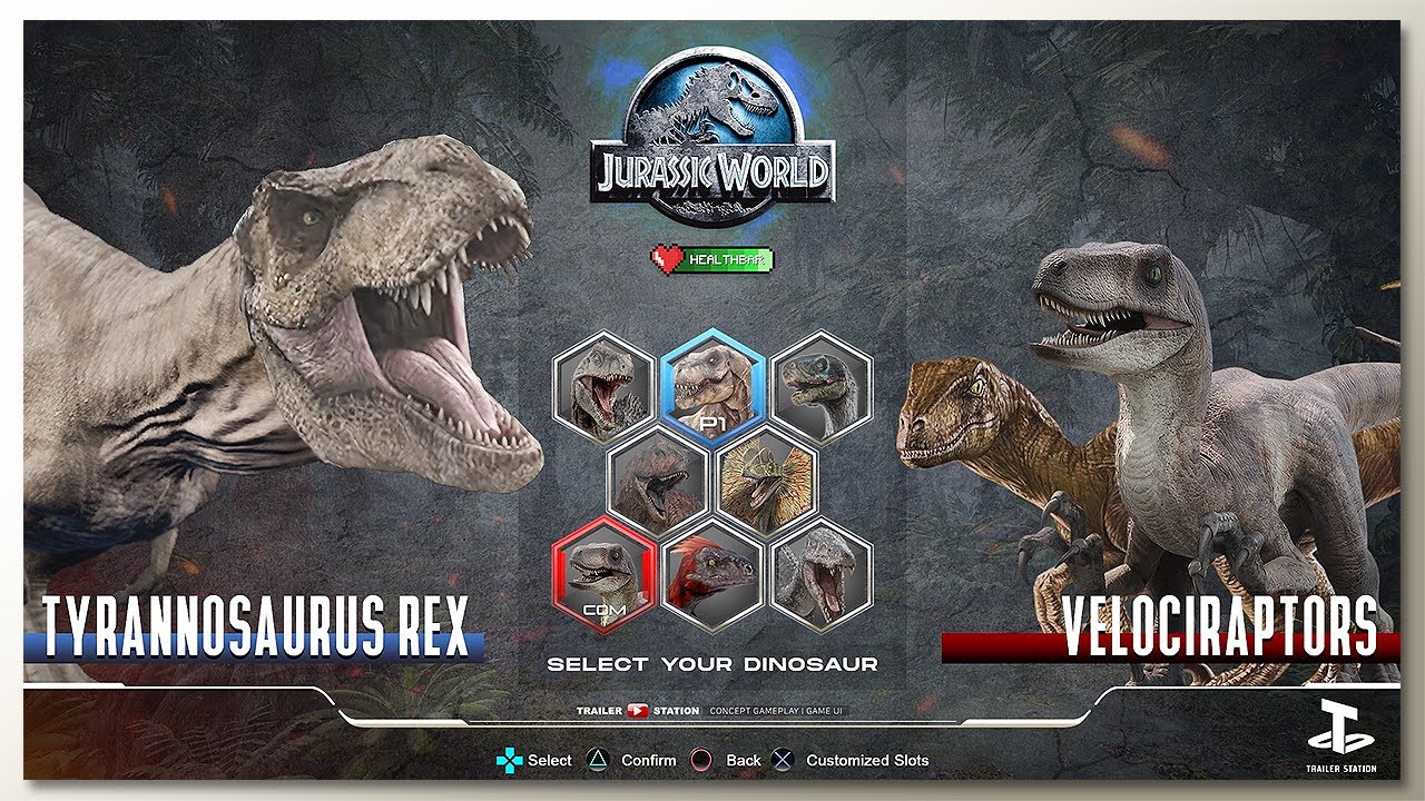 T-Rex vs Velociraptors with Healthbars