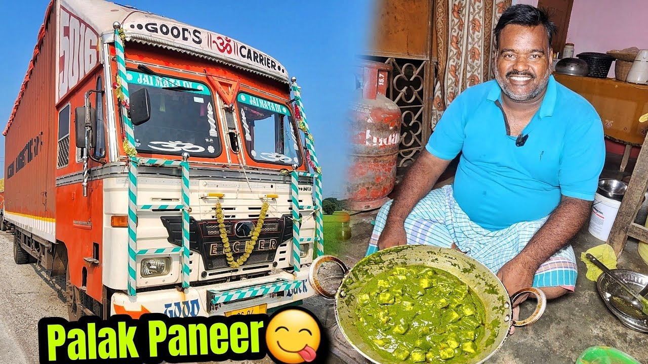 Aaj Banega village style Palak Paneer 😋 || Cooking with Indian Truck Driver || #vlog