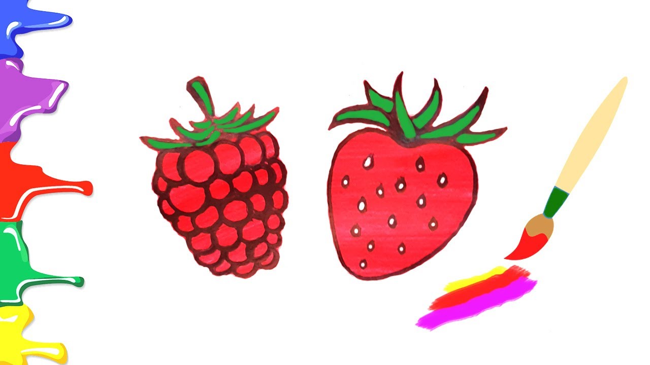 Вивчаємо колір - Червоний / Малюємо Малину і Полуницю / Розвиваючий урок для Дітей №01
