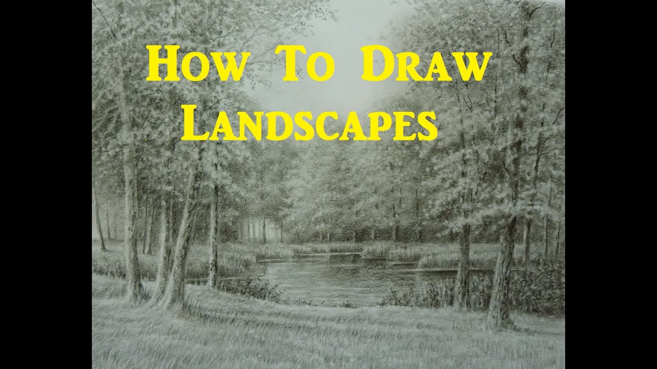 How To Draw Landscapes, Trees, Grass, Foliage, Water, Using Graphite pencils