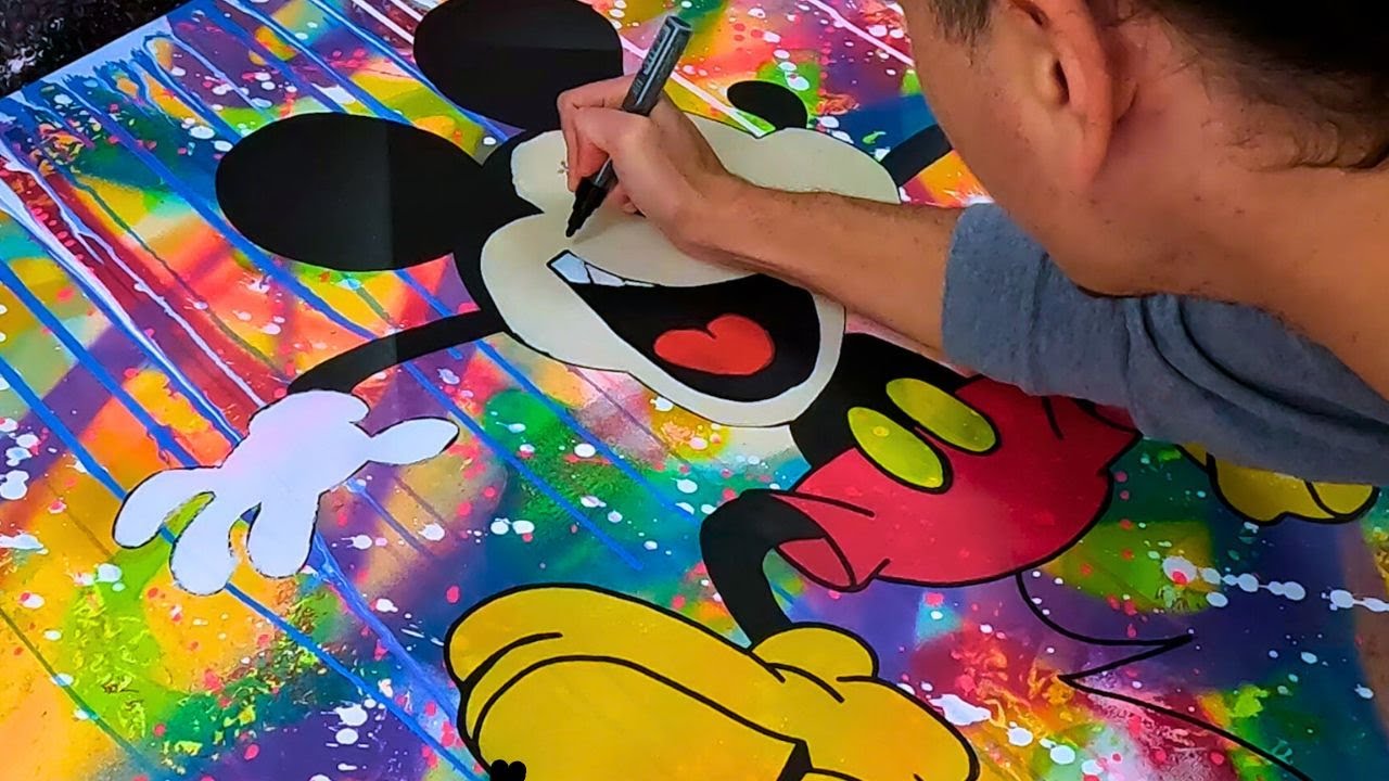 Disney Pop Art: How to Paint Mickey Mouse Jumping!