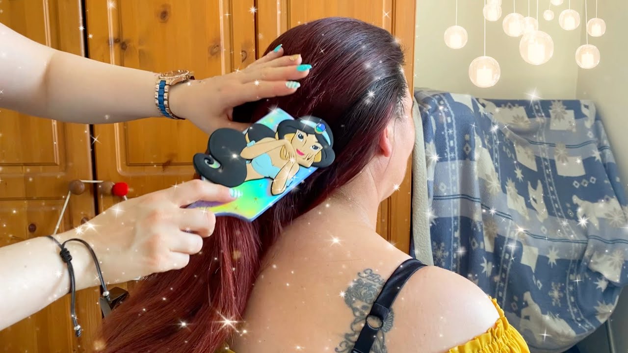 🦋 ASMR ~ Relaxing Hair & Back Pampering ~ Brushing, Combing, Scratching, Roller & Gentle Hands 🦋