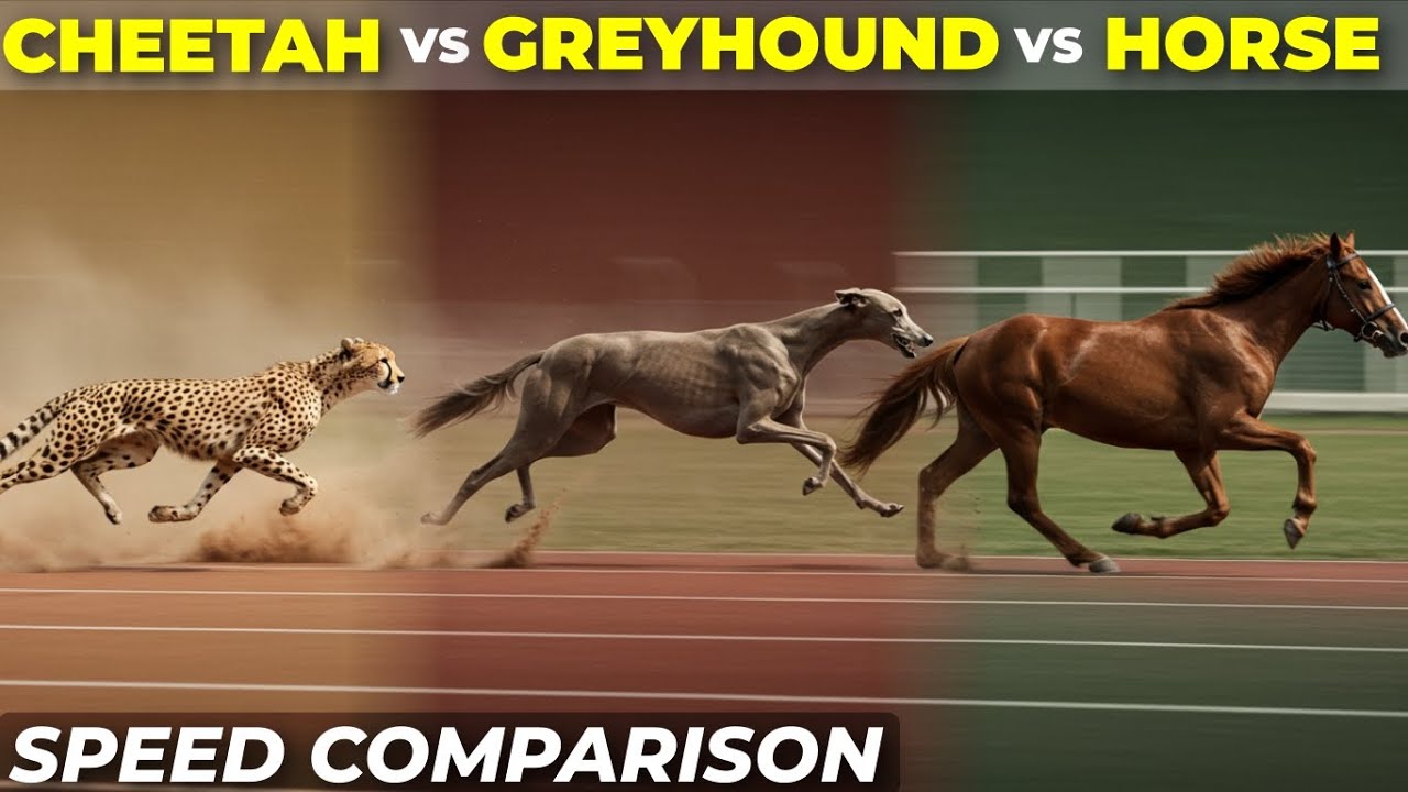 Cheetah vs Greyhound vs Fastest Horse | Speed Comparison 3D
