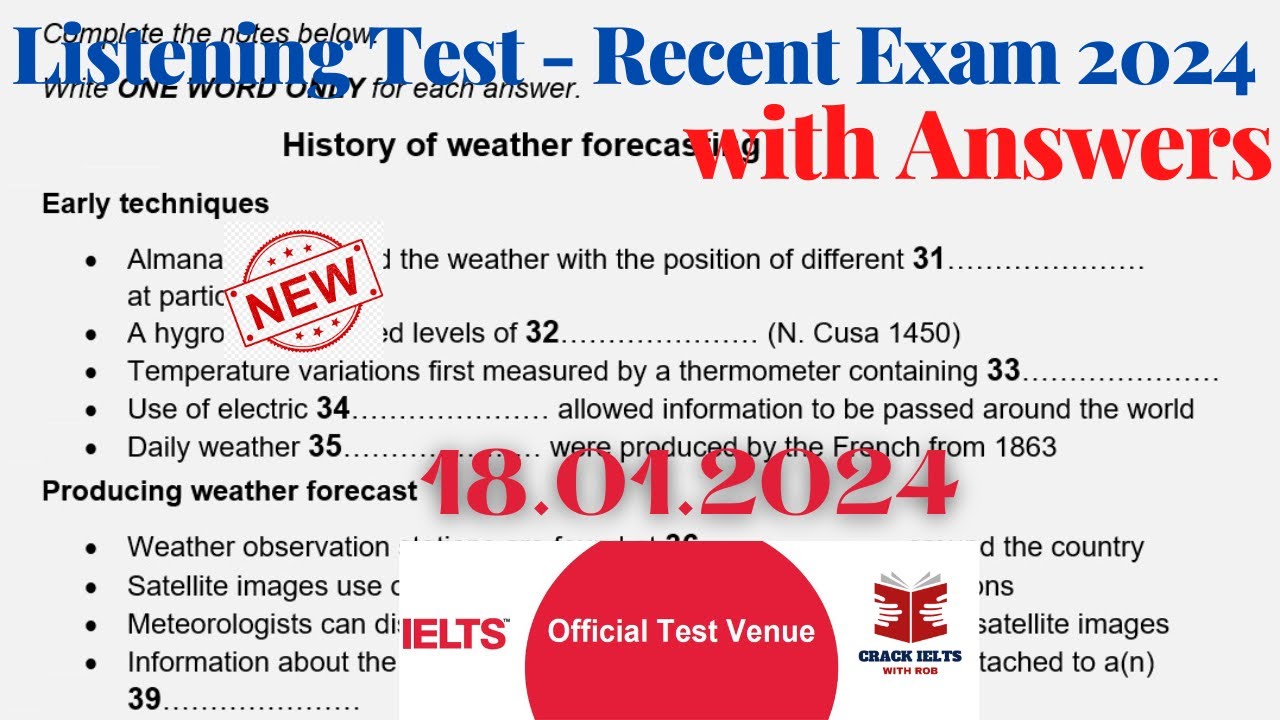 Тест IELTS Listening Actual Test 2024 с ответами | 18.01.2024