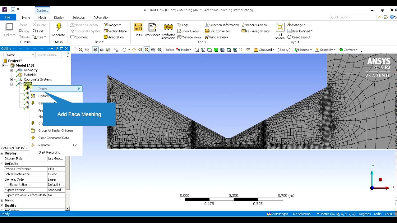 Ansys tutorial 2D Meshing : Nozzle