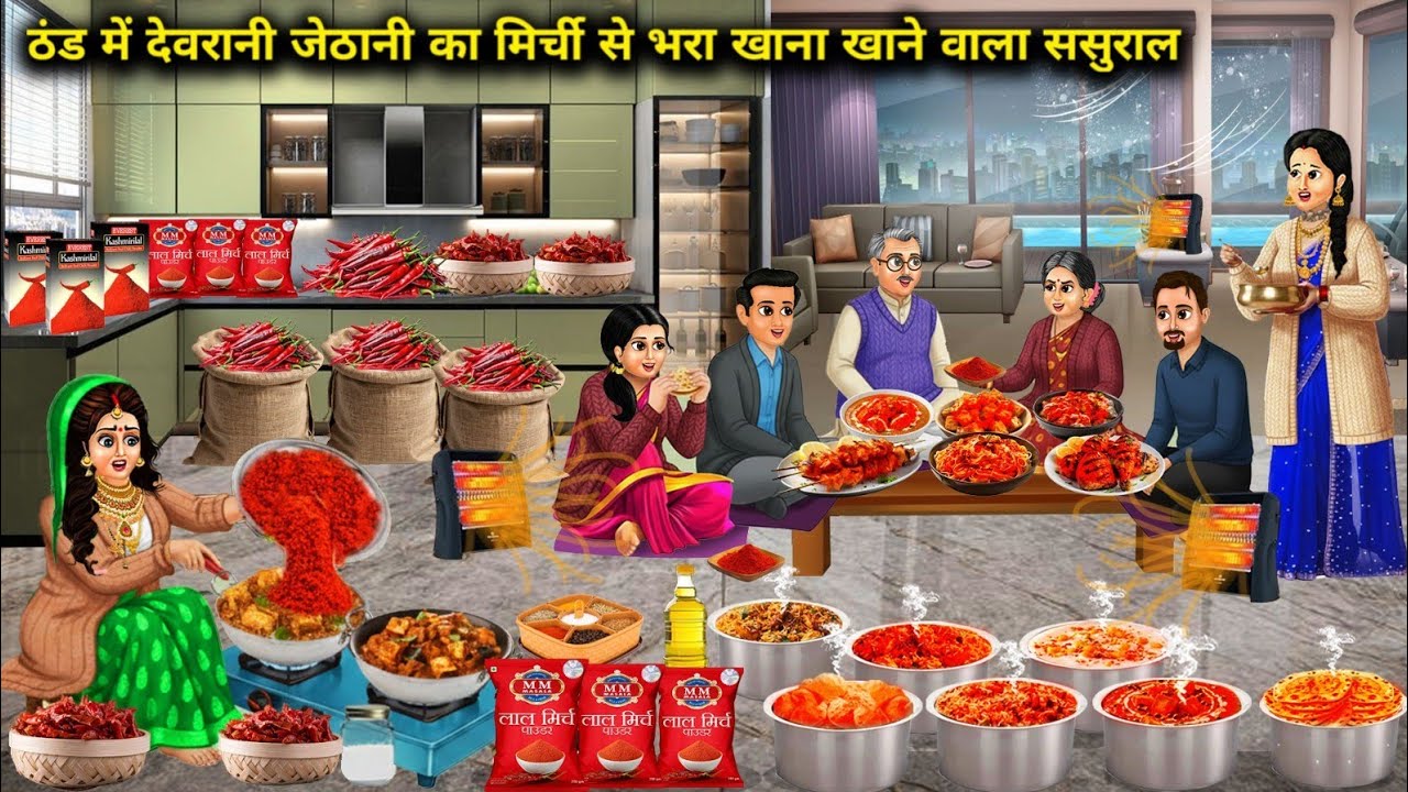 ठंड में देवरानी जेठानी का मिर्ची से भरा खाना खाने वाला ससुराल|In-laws who eat chilli-filled food fro