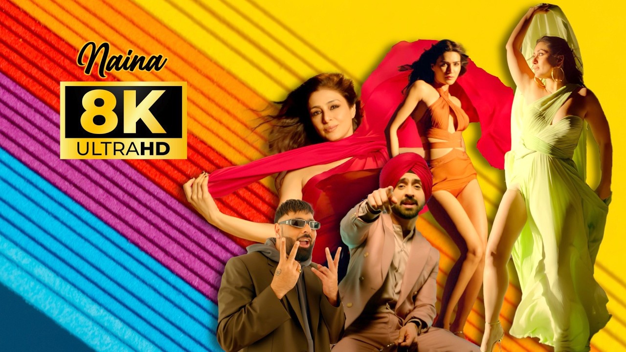🔥 Naina 8K Full Video Song | Crew | Diljit Dosanjh, Badshah |Tabu, Kareena, Kriti Sanon #hindisong 🫠