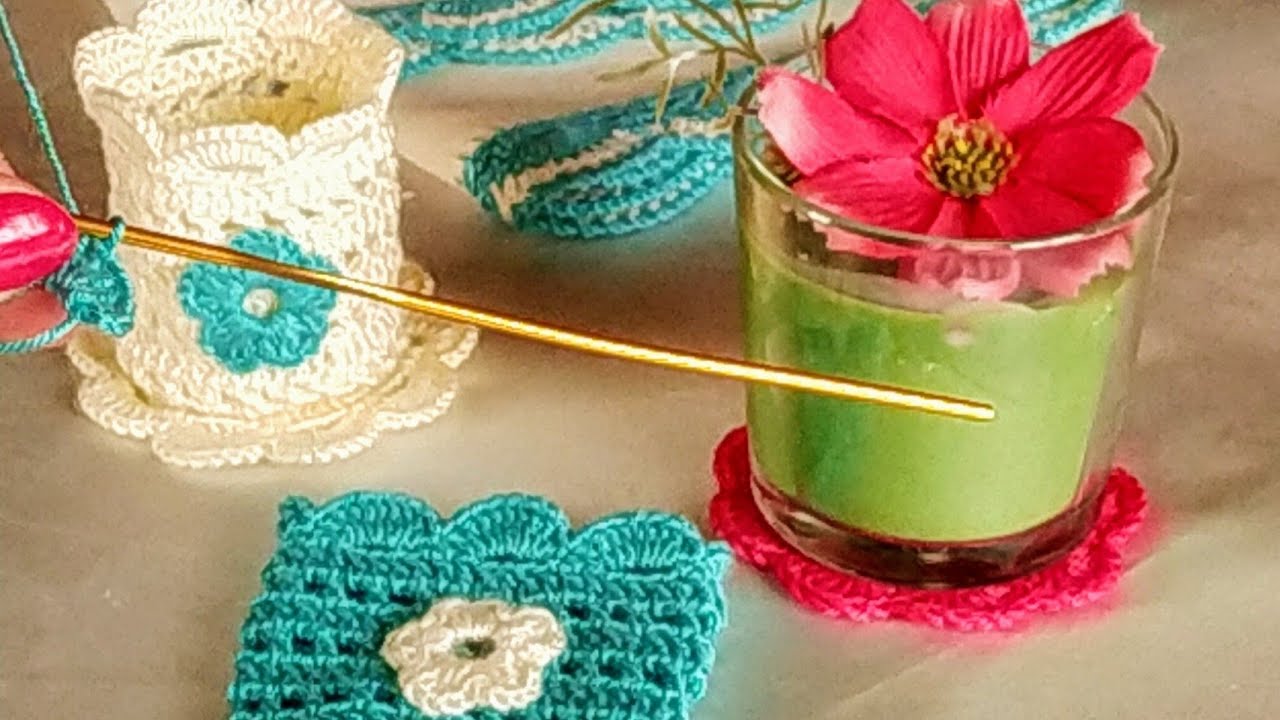 جديد💯 غطاء ومفرش كاسات الشاي بالكروشي ج 4.تلبيسة كؤوس الشاي بالكروشي.تلبيسة اكواب .Crochet cup cover