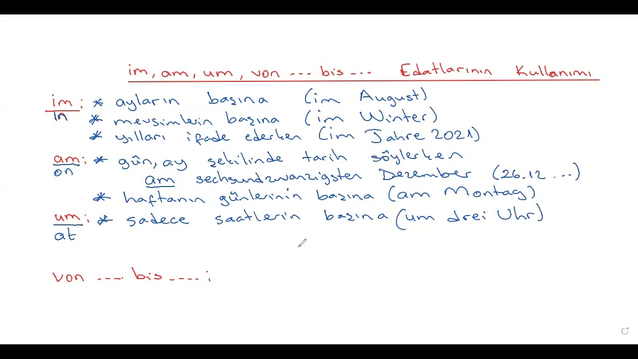 im-am-um- von....bis.../ telc / Aile Birleşimi / A1.1