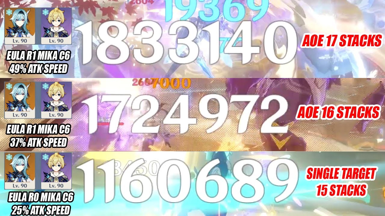 Eula R1 17 Stacks With Mika C6 New Tech Combo?  | Eula Hardest Combo 15 16 17 Stacks Showcase
