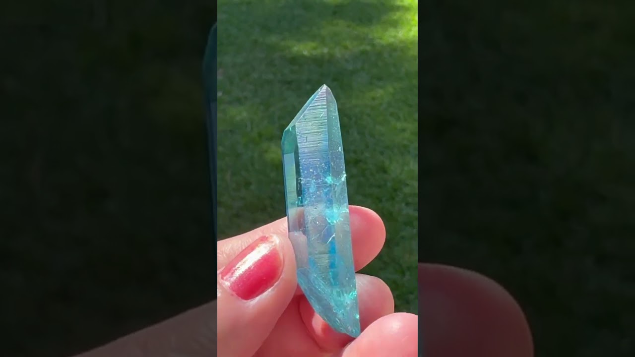 Top Quality Aqua Aura Quartz from USA | Premium Crystal Bonded with Precious Metals #crystals