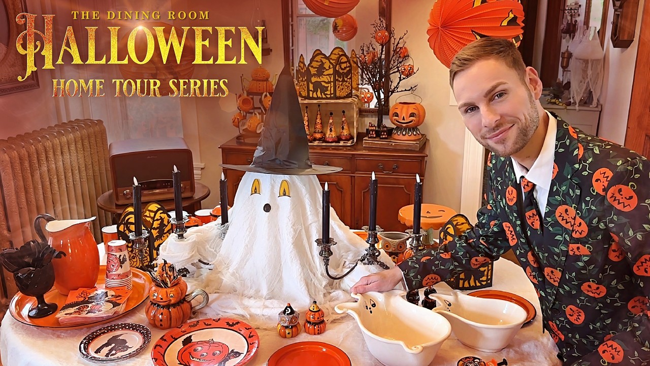 Halloween Home Tour Vlog Series - Dining Room - Decorating Ideas, DIY Crafts, Shopping Finds, Lights