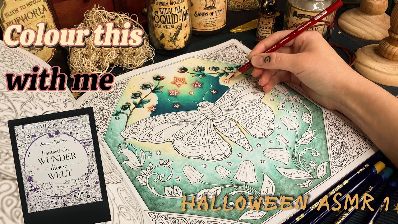Halloween Colouring ASMR 🎃| Johanna Basford | Worlds of Wonder | Coloured Pencils Tutorial Part1