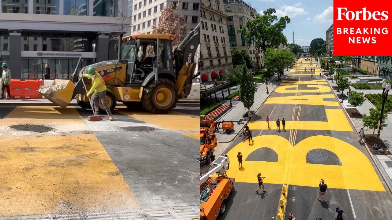 JUST IN: Construction Crews Begin Removing BLM Plaza In Washington, DC