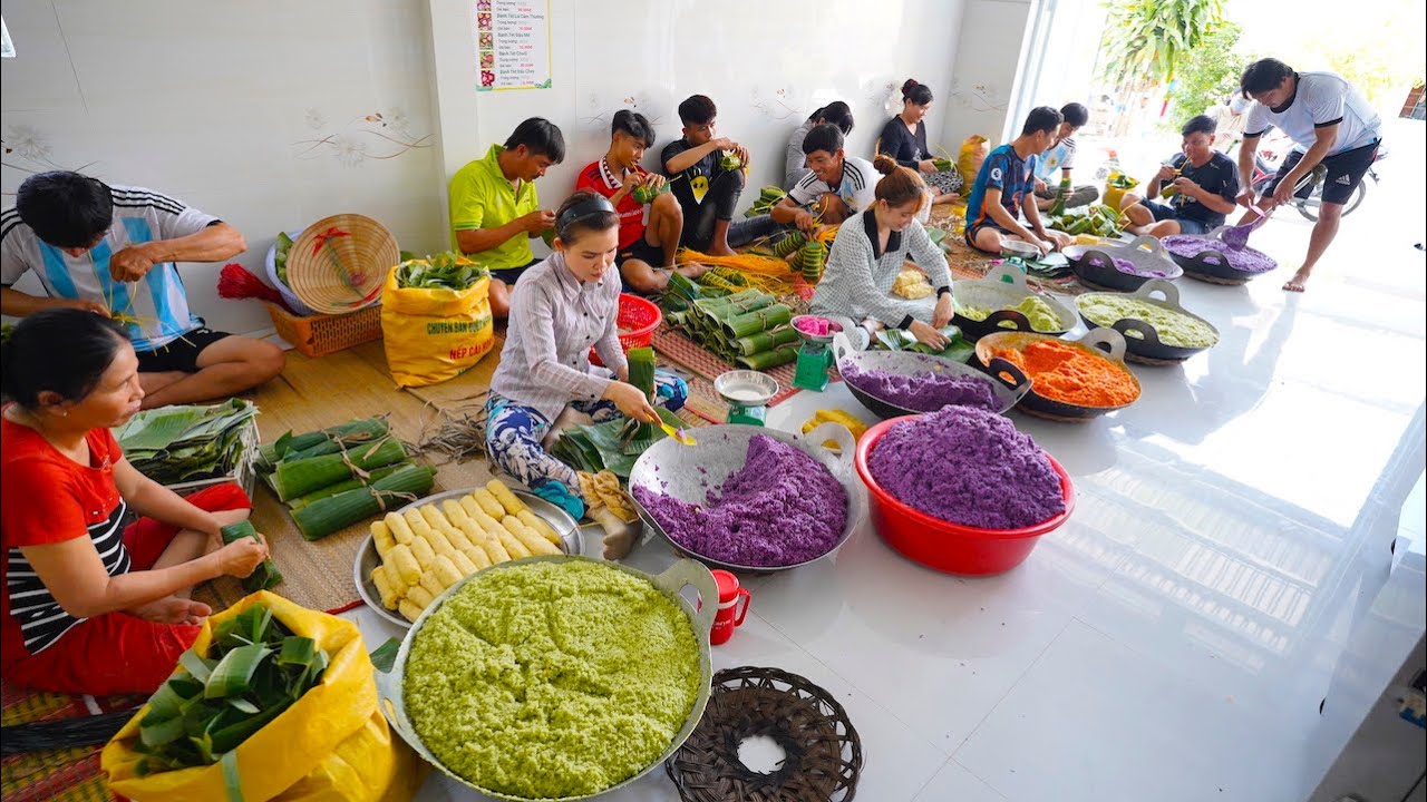 Lò bánh tét khủng nhất Cần Thơ gói xuyên ngày đêm phục vụ tết