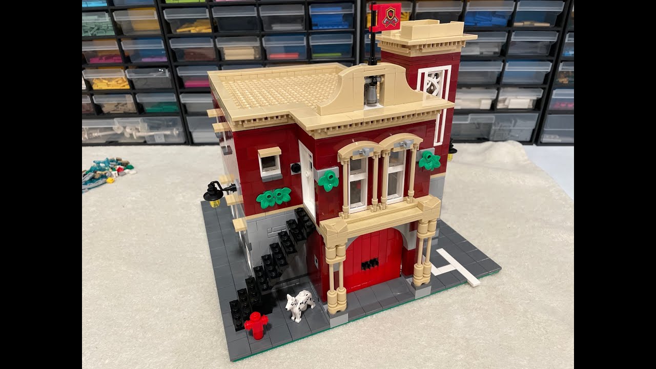 Lego 10263 Winter Village Fire Station Modular conversion and expansion! Co. 1 Ladder 4