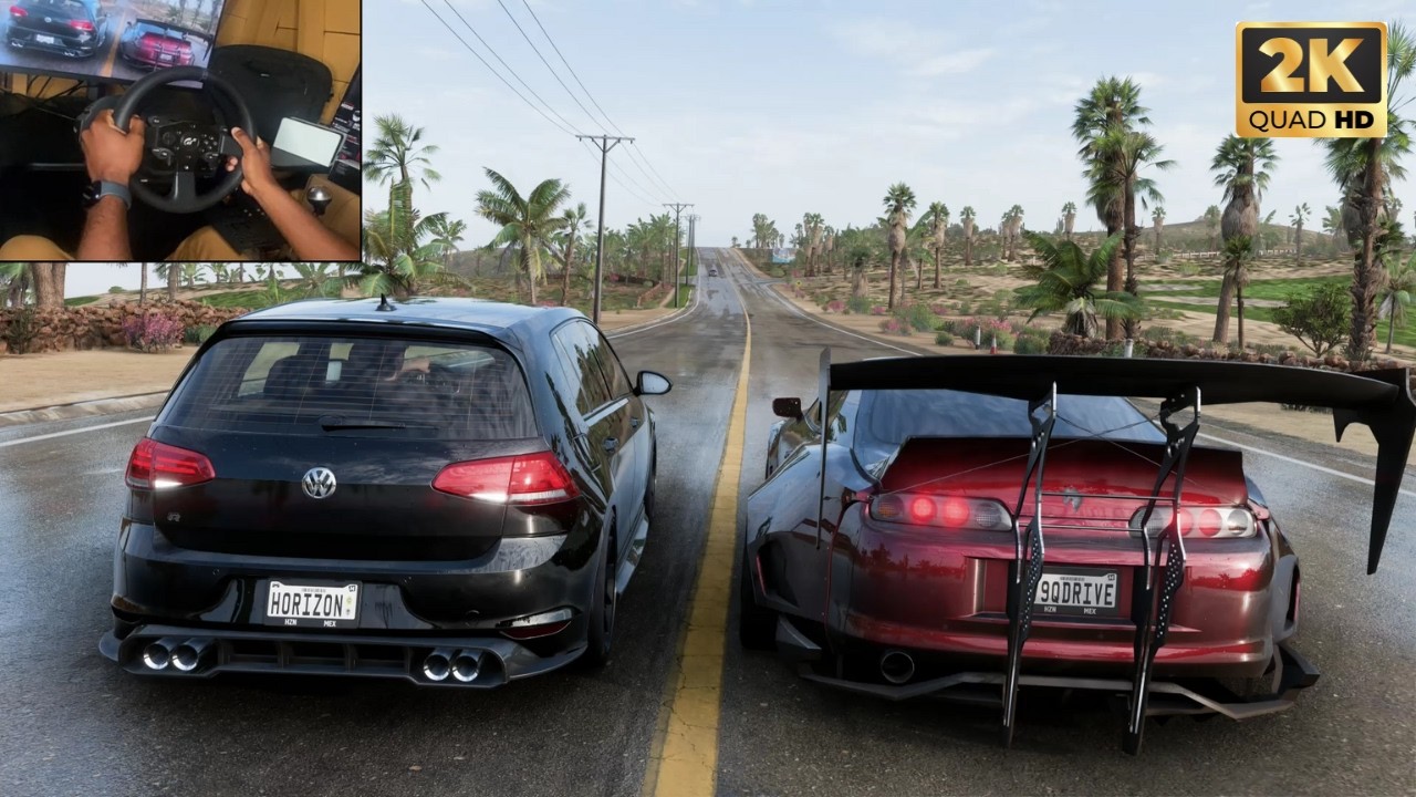 Volkswagen Golf R & Toyota Supra MK4 - Forza Horizon 5 | Thrustmaster T300RS Steering Wheel Gameplay
