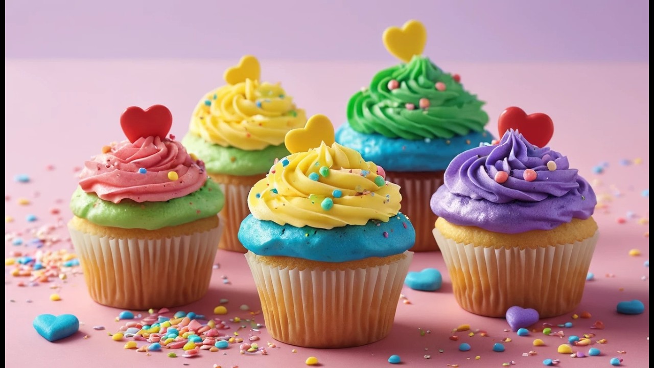 Sechs kleine Spielzeug Cupcakes Streu, streu, streu | Farben lernen & Kinderlieder