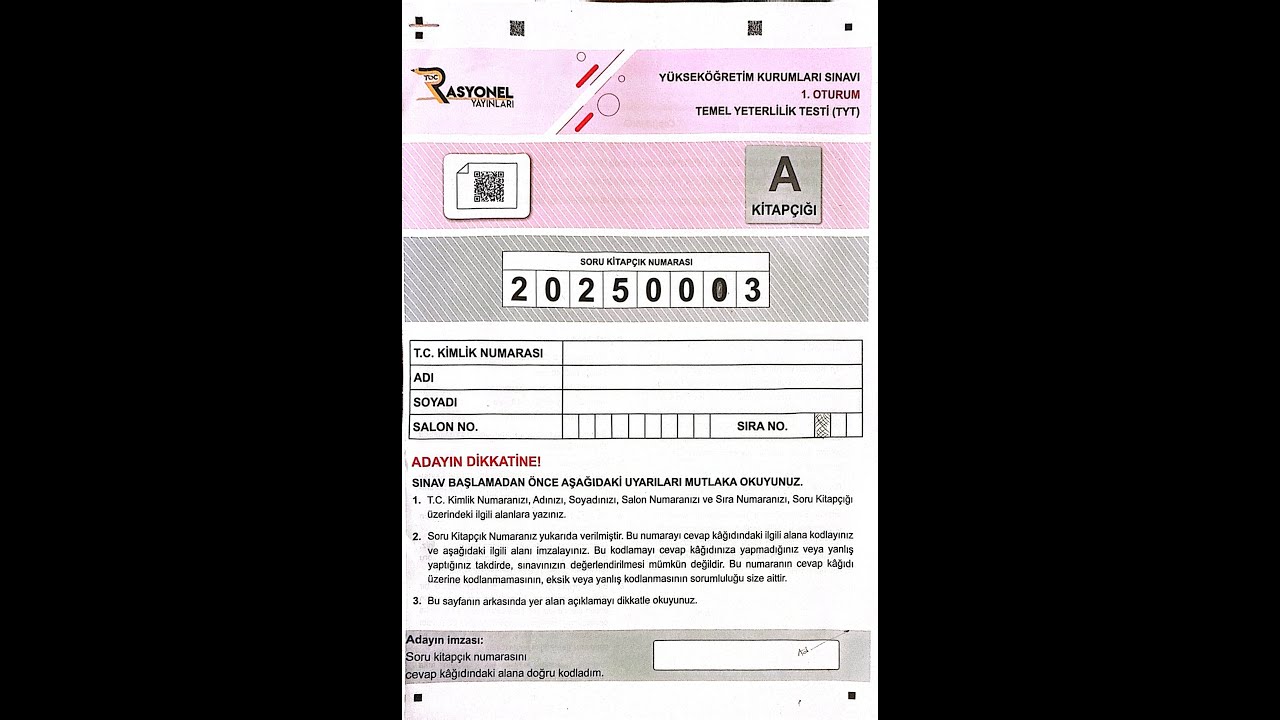 RASYONEL YAYINLARI TYT DENEME SINAVI SORU ÇÖZÜMLERİ 23.07.2025
