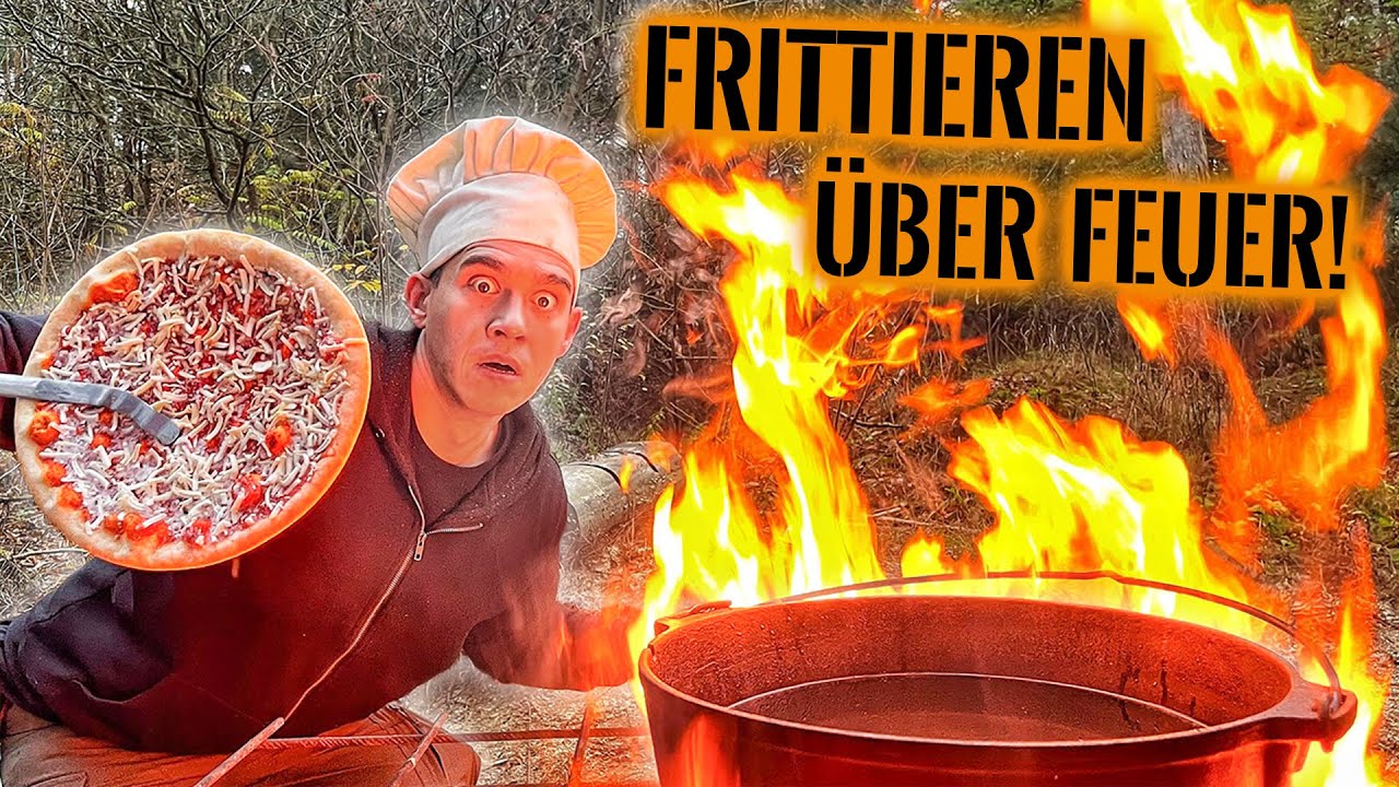 FRITTIEREN über dem LAGERFEUER - Frittierte TORTE, DÖNER & PIZZA | Survival Mattin