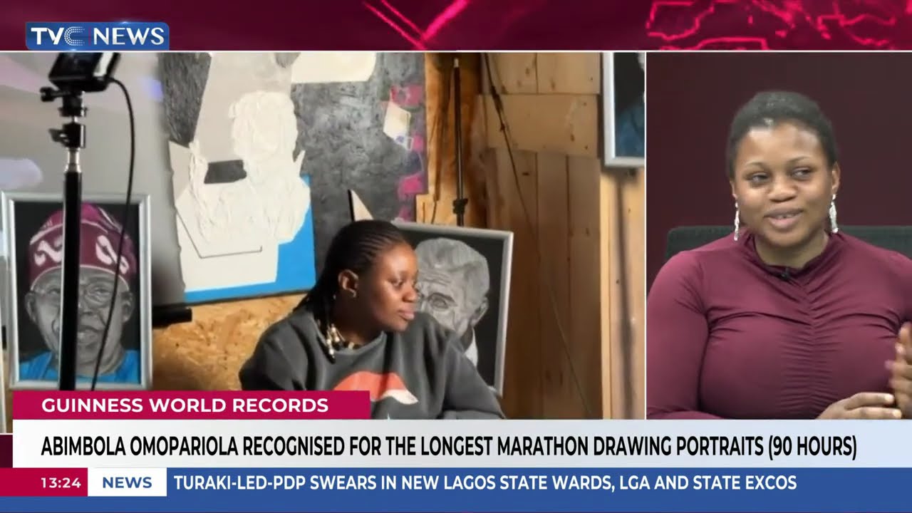 Abidemi Omopariola Recognised For The Longest Marathon Drawing Portraits (90 Hours)