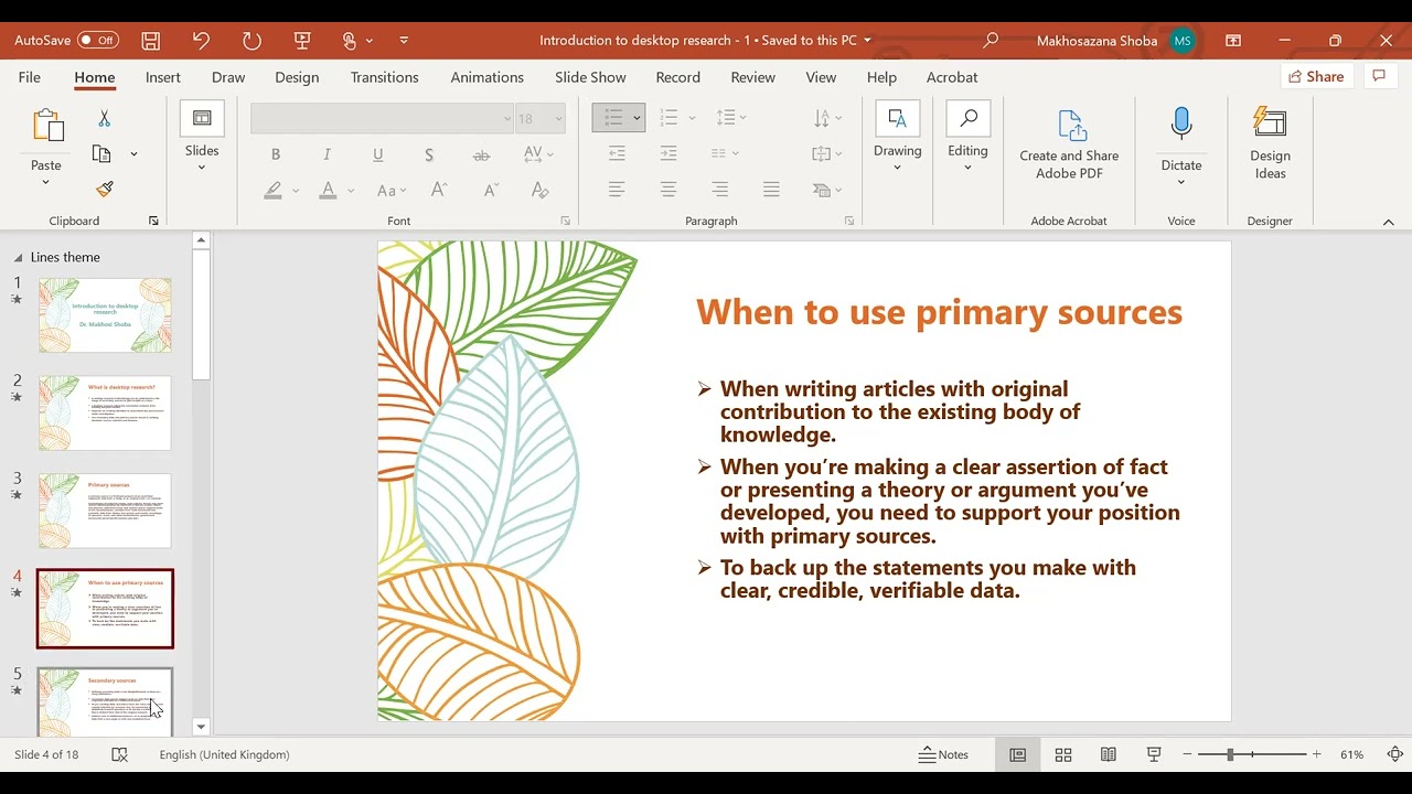 Introduction to desktop study Dr S
