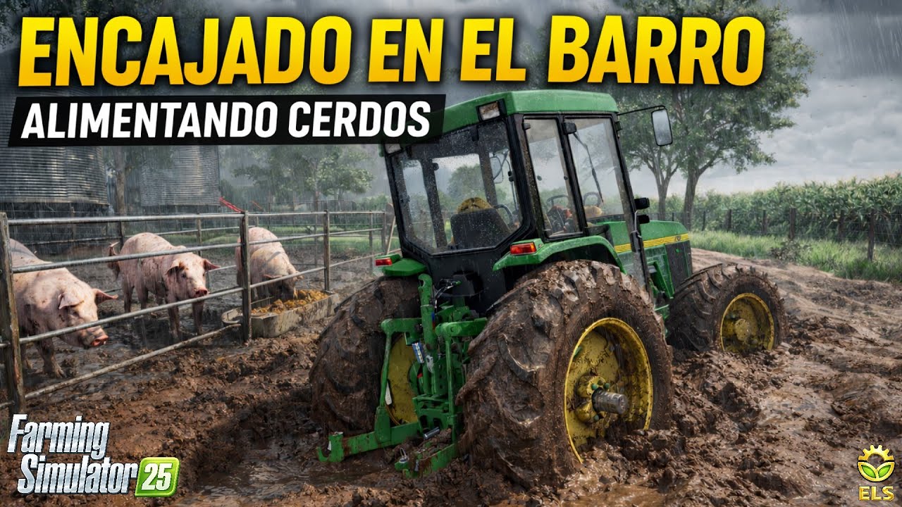 QUISIMOS ALIMENTAR A LOS CERDOS Y NOS QUEDAMOS ENCAJADOS! 🌧️🐷 | Farming simulator 25