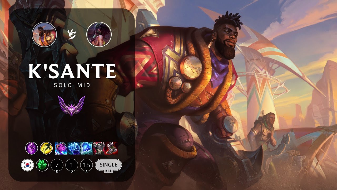 K'Sante Mid vs Akali - KR Master Patch 14.1