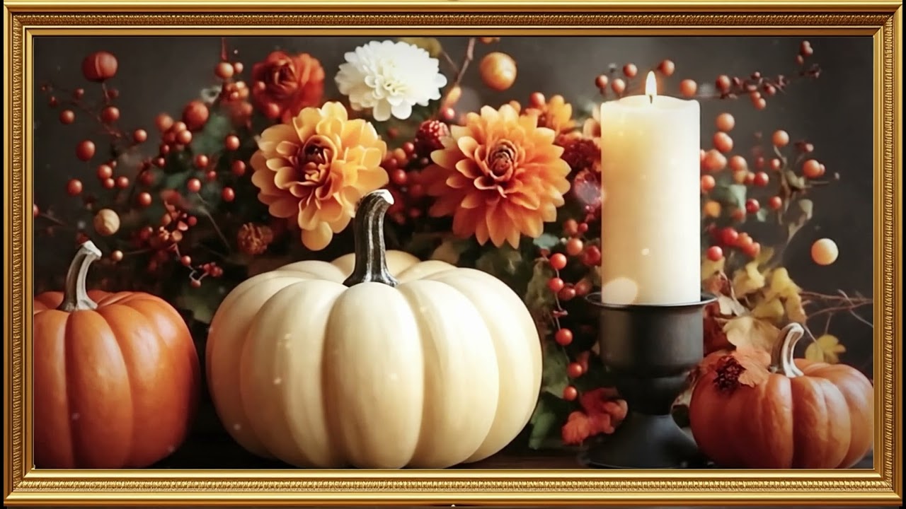 🎃 Autumn Pumpkin Art in 4K – Cozy Halloween Floral Frames for Your TV Screensaver!