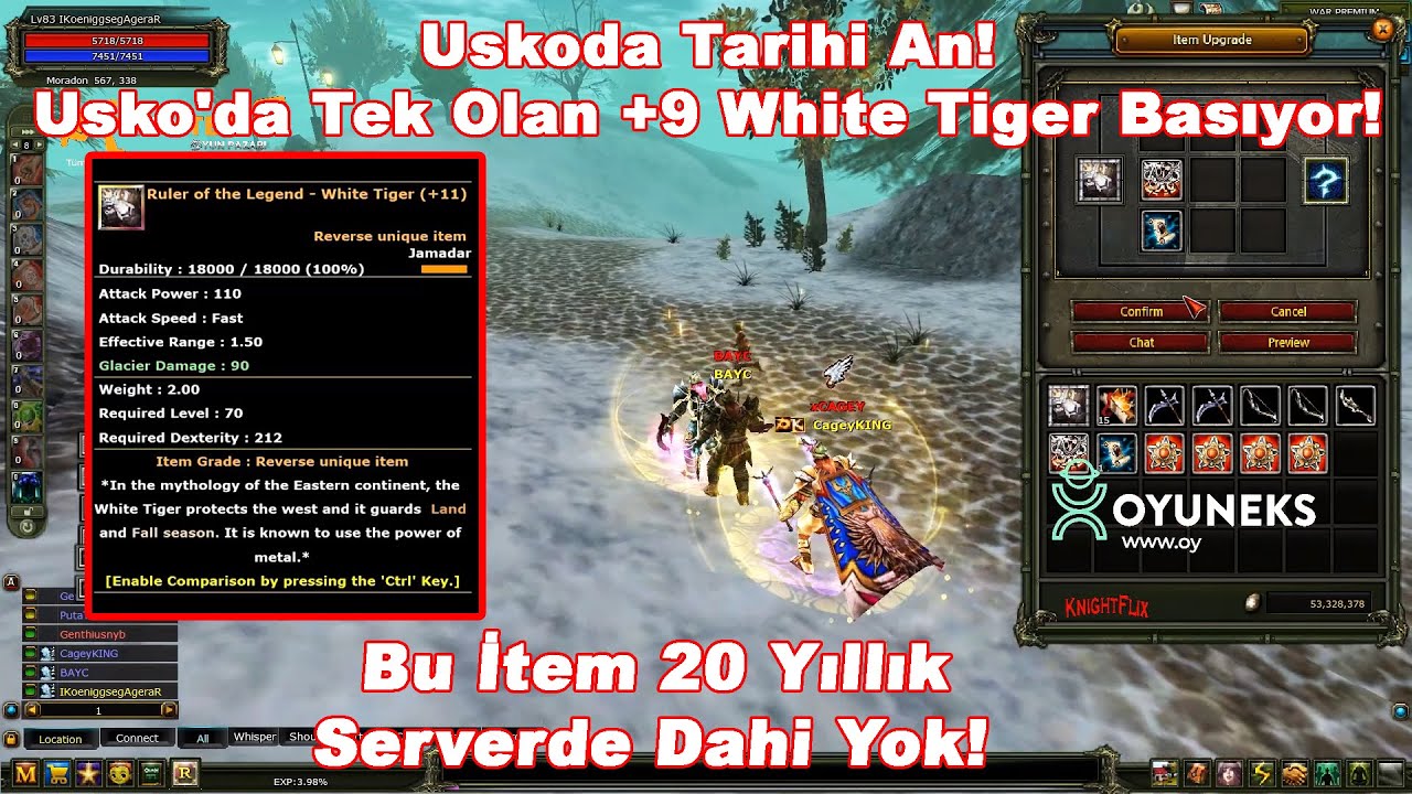 KutluBilge - Usko'da Tarihi An! Usko'da Tek Olan +9 White Tiger Basıyor! | Knight Online