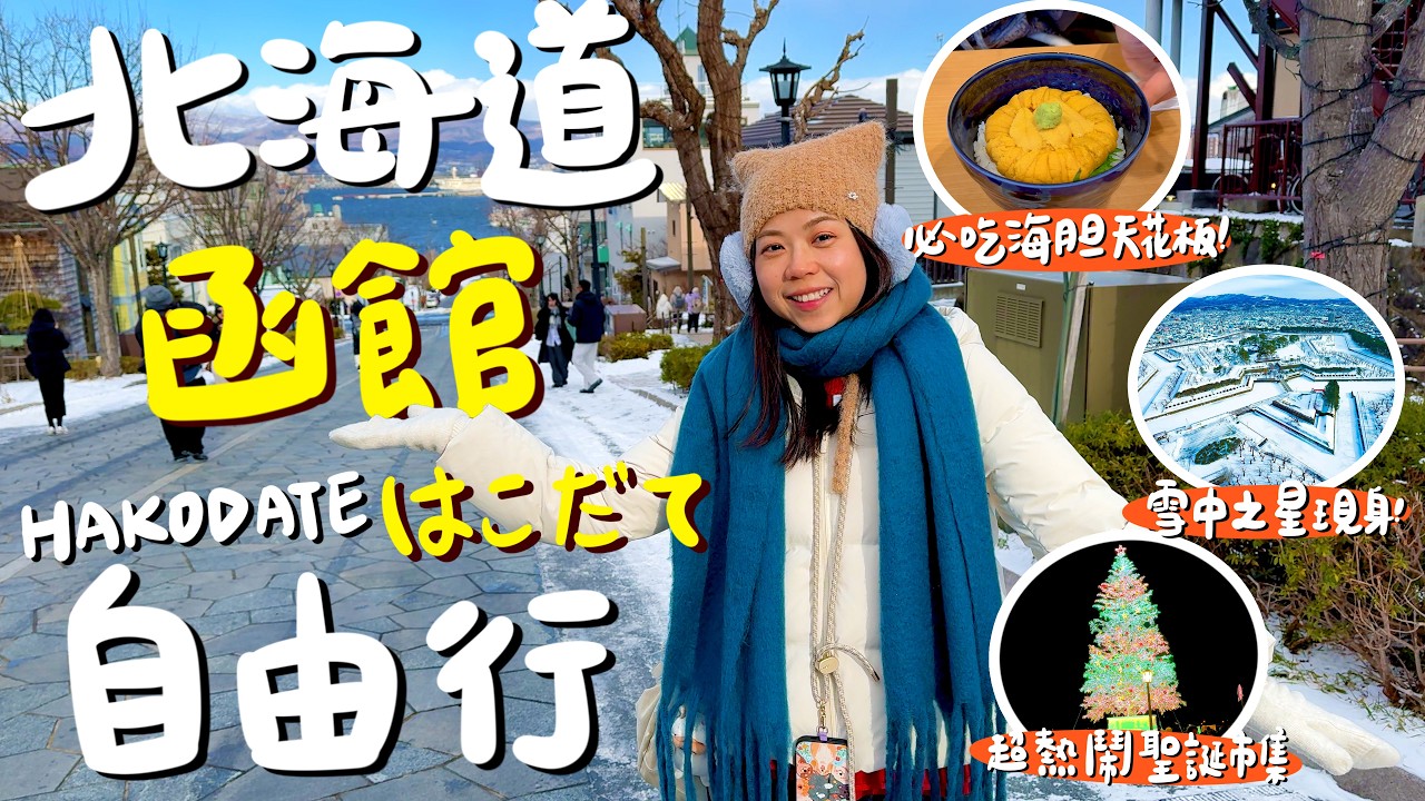 北海道自由行！第一次去函館行程這樣排🇯🇵！住宿一晚2000台幣？旅途中突遇地震！金森紅磚倉庫聖誕市集！朝市釣小管吃海膽！必訪函館山百萬夜景！還有超多美食吃不完！｜波妞食境秀