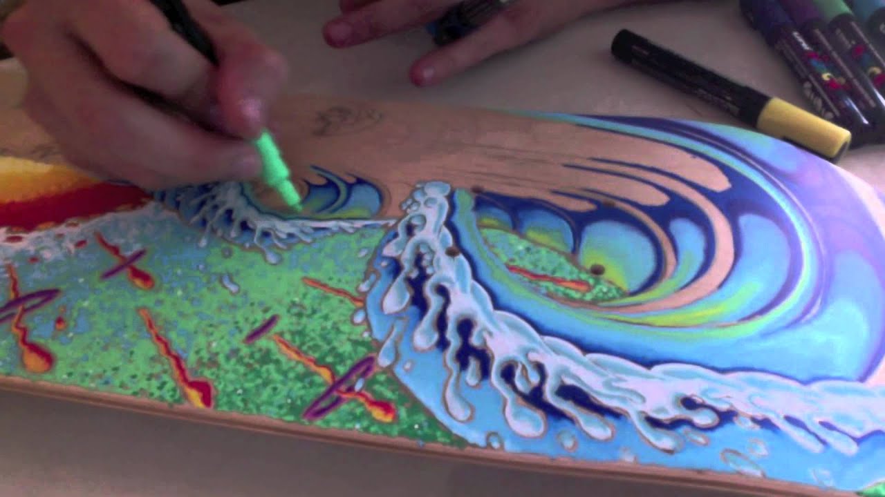 Painting a Skateboard With Posca Paint Pens - 2011