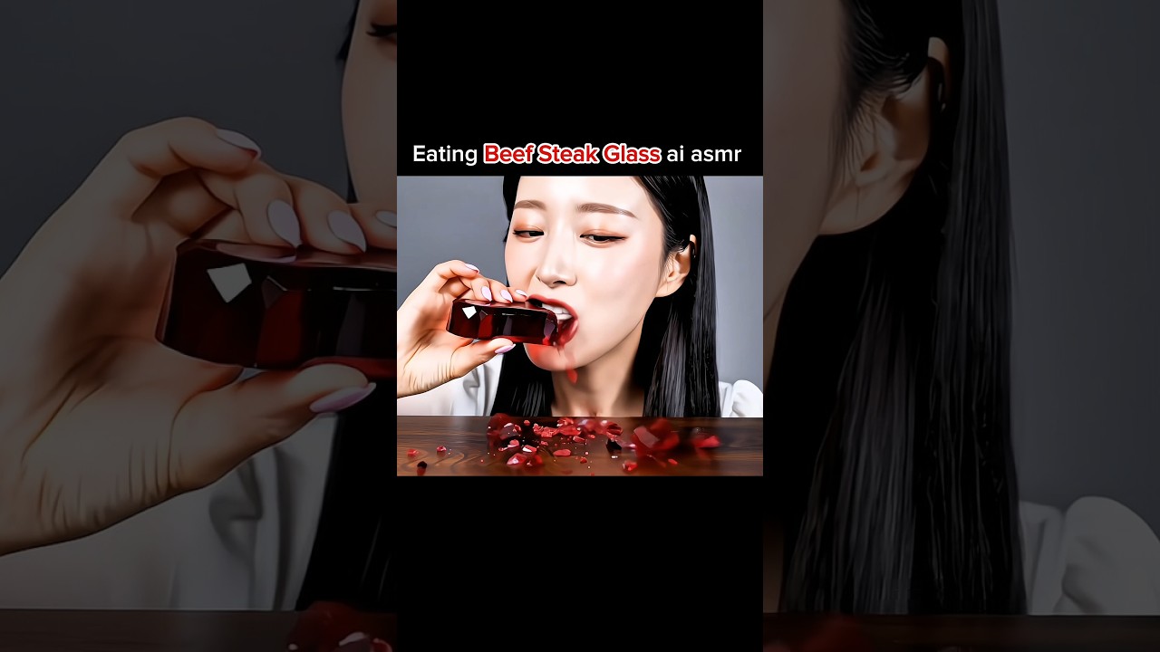 Eating Beef Steak Glass ai asmr #ai #beefsteak #asmr #cuttingasmr #mukbang #eatingasmr #eating