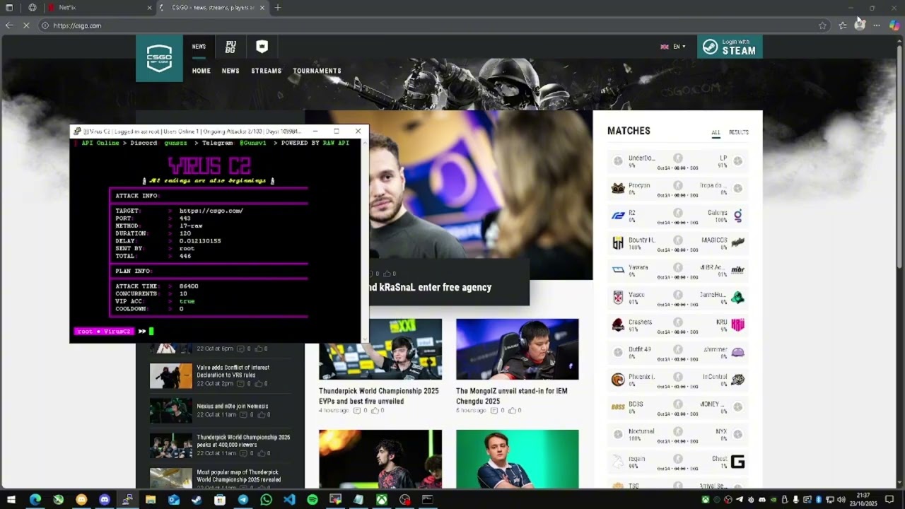 Virus C2 Slamming Netflix, CSGO & Fivem OVH Server