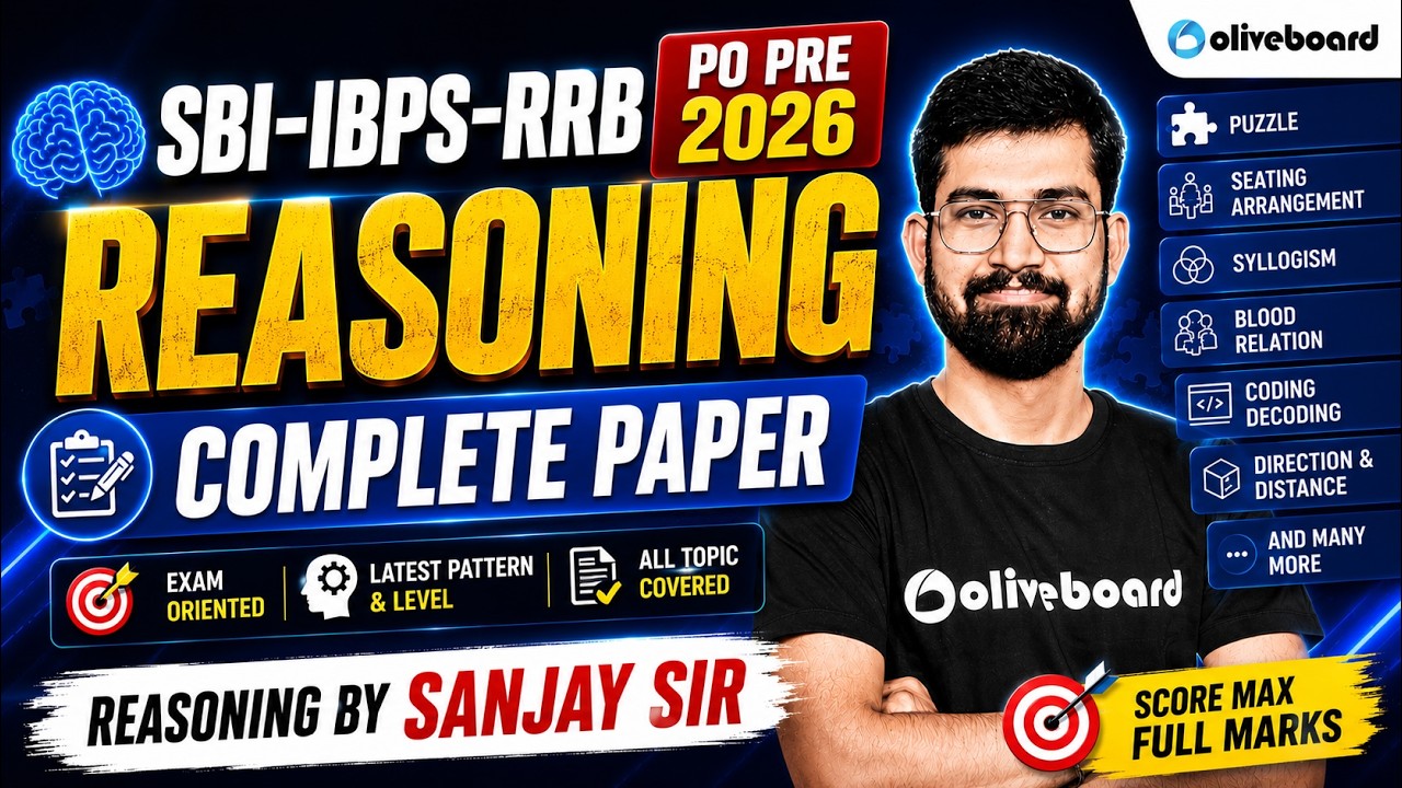 SBI-RRB-IBPS PO Pre REASONING 2026 | Complete Paper | Reasoning by Sanjay Sir | Oliveboard