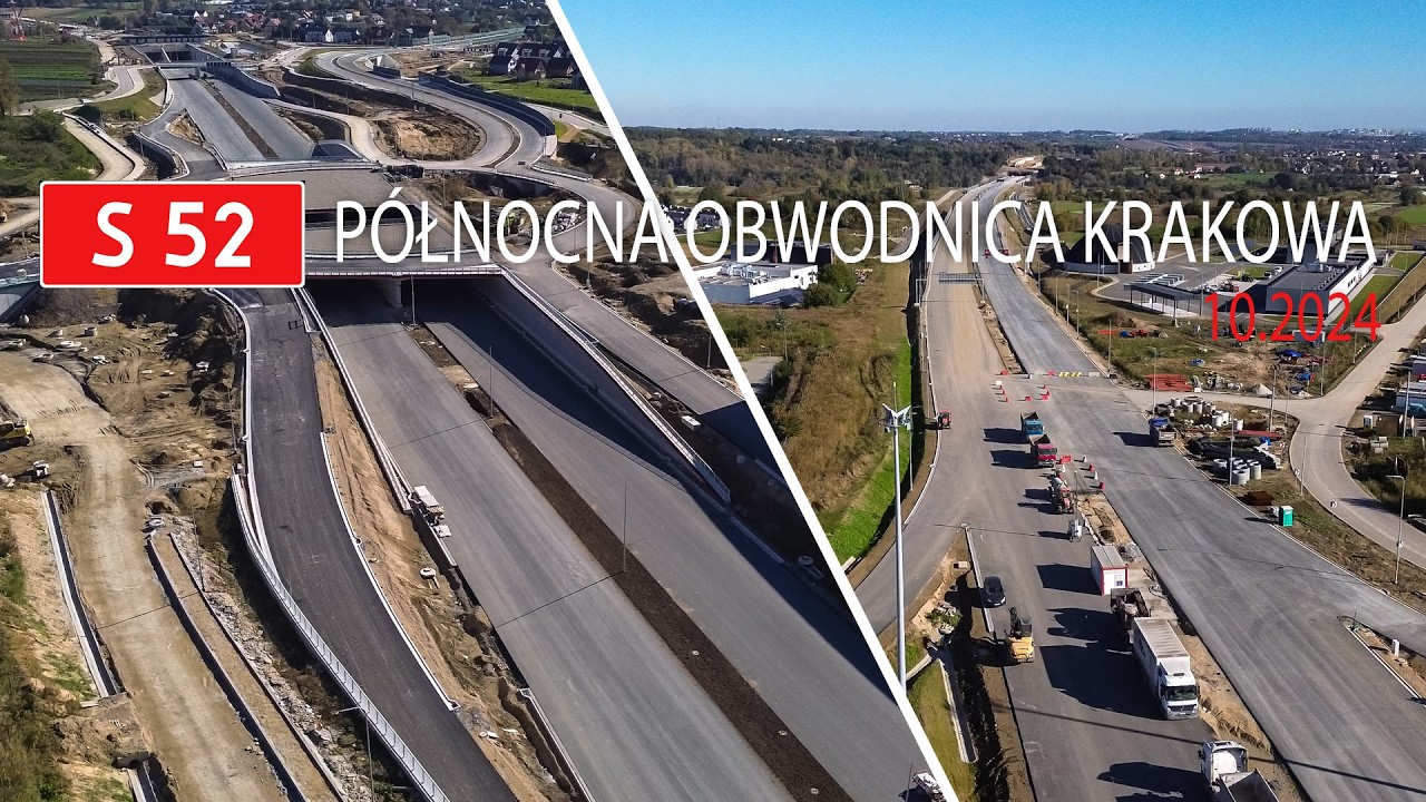 S52 - Północna Obwodnica Krakowa | ODCINEK 1 | Październik 2024 DRON