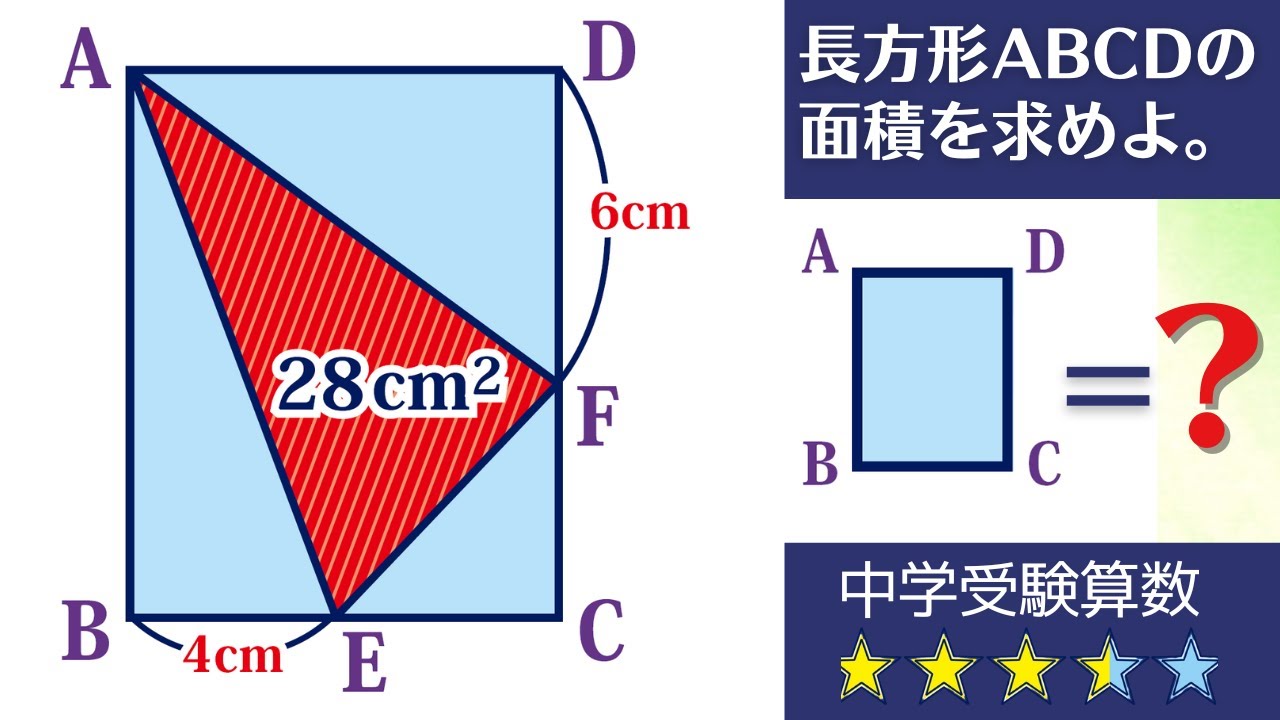 【中学受験算数】平面図形　長方形の中の三角形【基本問題の確認】